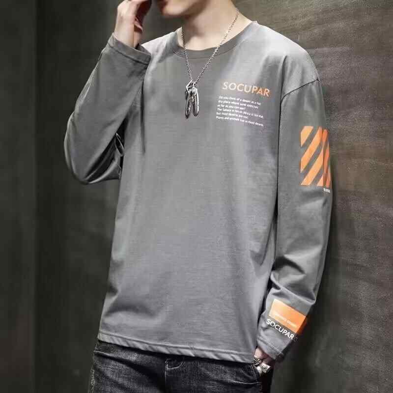 Tシャツ メンズ 長袖 春秋 ラウンドネック ゆったり 薄手 トップス カットソー ポリエステル混紡 普段使い 部屋着