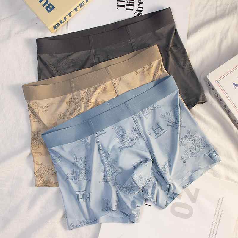 パンツ メンズ 男性用 ボクサーパンツ 接触冷感 インナー 無縫製 吸湿速乾 通気性 アンダーウェア 涼感 薄手 平角 暗灰 ピンク系 グリーン系 ブルー系 ベージュ系