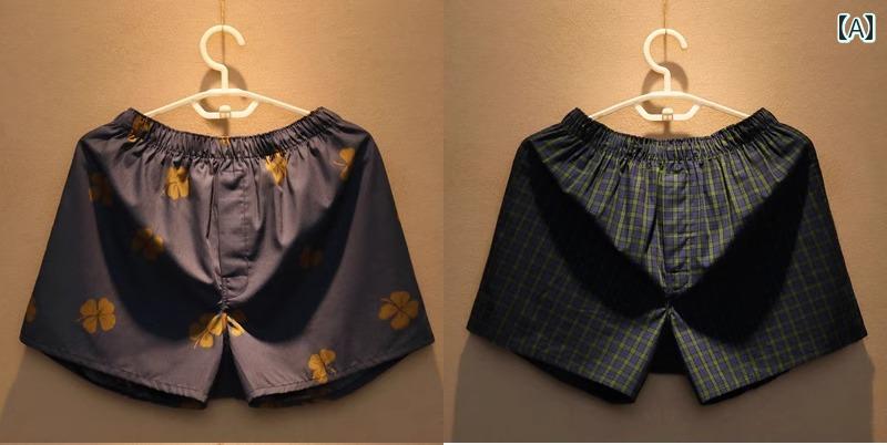 ゆったり メンズ 下着 コットン 通気性 パンツ ホーム カジュアル ボクサー スポーツ ショーツ チェッ..