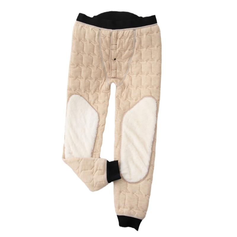 ボトムス メンズ 男性用 防寒インナー 高齢者 暖か 裏起毛 スパッツ レギンス ウール 膝当て付き 深グ..