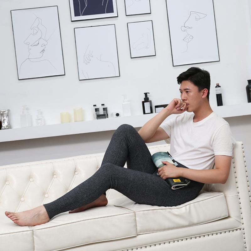 ズボン メンズ 男性用 ウール パンツ 厚手 ニット レギンス スパッツ 膝当て付き 無地 あったか 深グレー 黒 赤 M L XL XXL(x2)