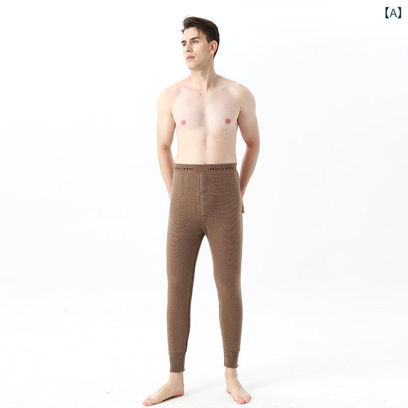 LINEAR shopのニットパンツ メンズ レディース 裏起毛 あったか インナー 高腰 羊毛 タッチ 無地 厚手 レギンス スパッツ 防寒 冷え対策 部屋着 ルームウェア 秋冬｜アングル2