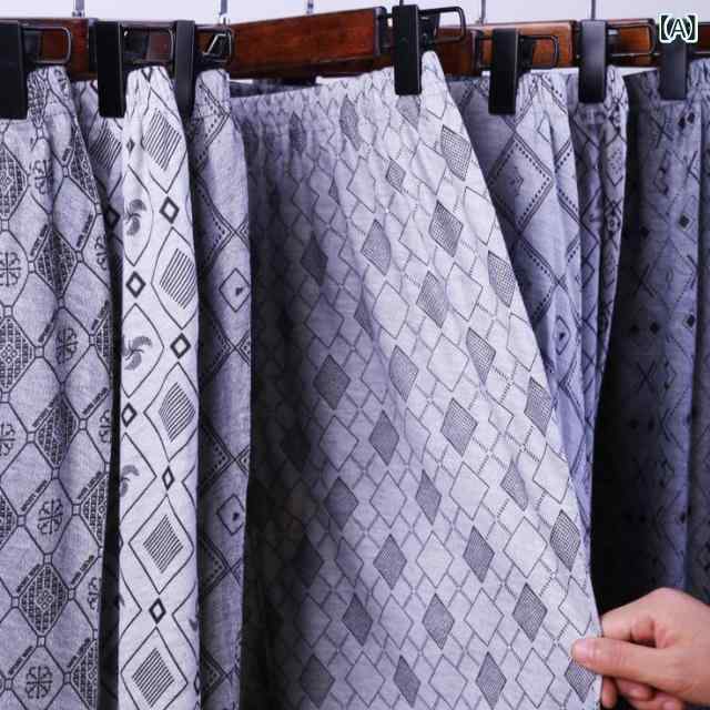 LINEAR shopのメンズ 秋用インナー 高齢者 高腰 ポリエステル ゆったりサイズ 暖か裏起毛 模様 リラックス ズボン下(x10)｜アングル2