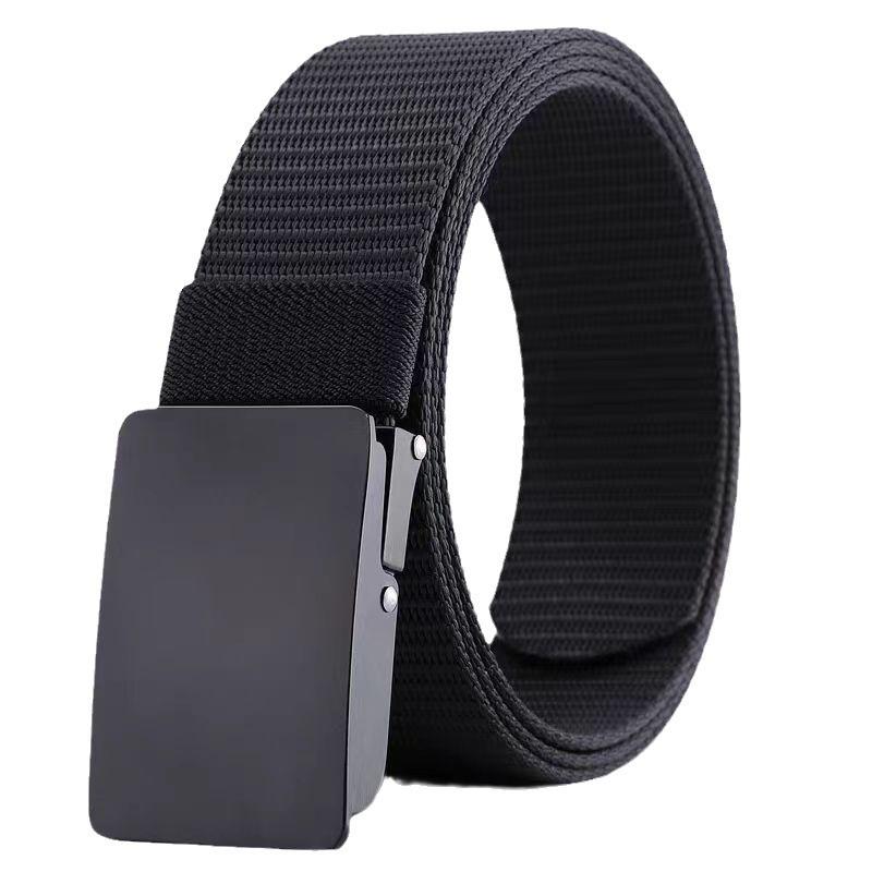 ベルト 男性用 帆布 ナイロン 作業着 カジュアルパンツ 無段階調整 合金バックル 黒 グレー カーキ アーミーグリーン 幅広 125cm ビジ..