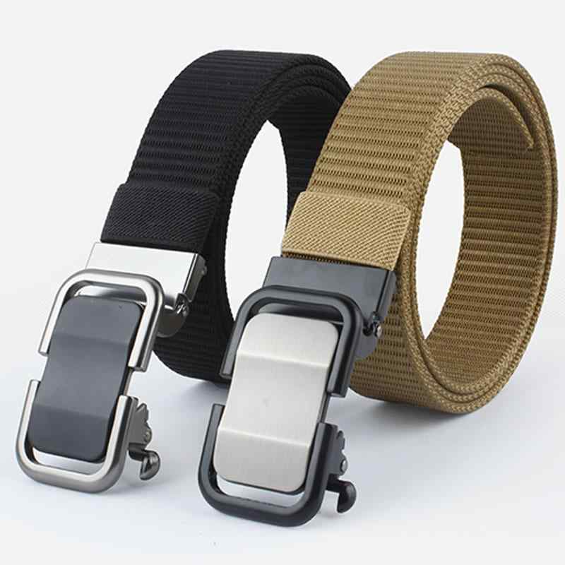 ベルト メンズ 男性用 アウトドア カジュアル ナイロン ウエストバンド 35cm 自動バックル タンク柄 ブラック コーヒー カーキ ダークグレー(x2)