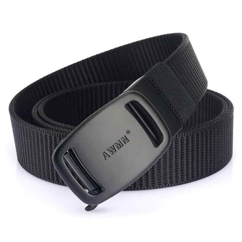 ベルト 男性用 ナイロン 織りベルト 普段使い 仕事用 ブラック 黒 深グレー 狼茶色 カーキ レッド 赤 幅広 オートロック(x2)