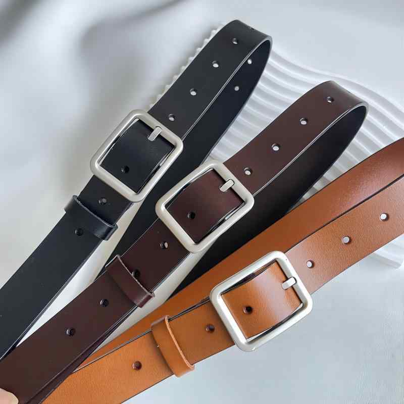 ベルト レディース 男性用 牛革 レザー カジュアル 日字バックル 黒 ブラック 茶 ブラウン コーヒー 105cm 115cm 普段使い(x2)