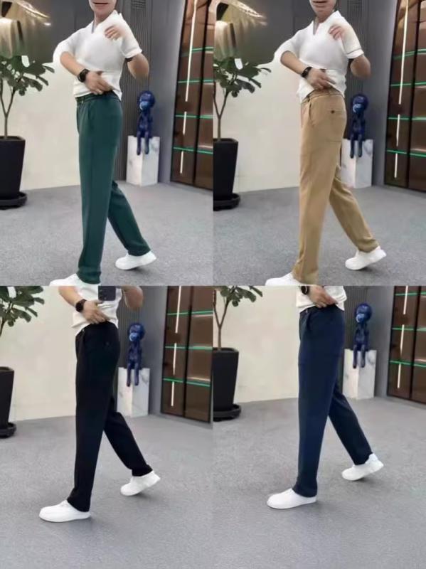 パンツ メンズ 男性用 ストレートパンツ カジュアルパンツ スポーティー 伸縮性 コットン混紡 高腰 無地 黒 ブラック グレー グレー ブルー 青 緑 グリーン 春秋冬