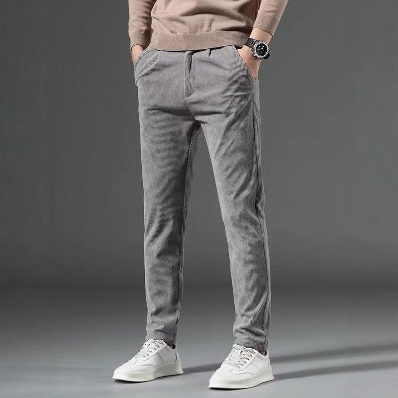 パンツ 男性用 コーデュロイパンツ ストレートパンツ 薄手 伸縮性 普段使い ズボン ブラック グレー カーキ ベージュ