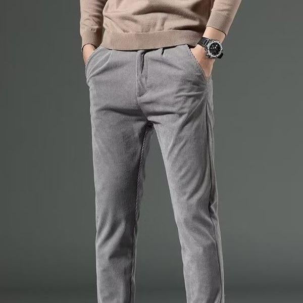 パンツ メンズ 秋冬 ストレート 伸縮性 ビジネス カジュアル ロングパンツ 男性用 黒 ブラック グレー カーキ ベージュ 綿 ポリエステル 普段使い