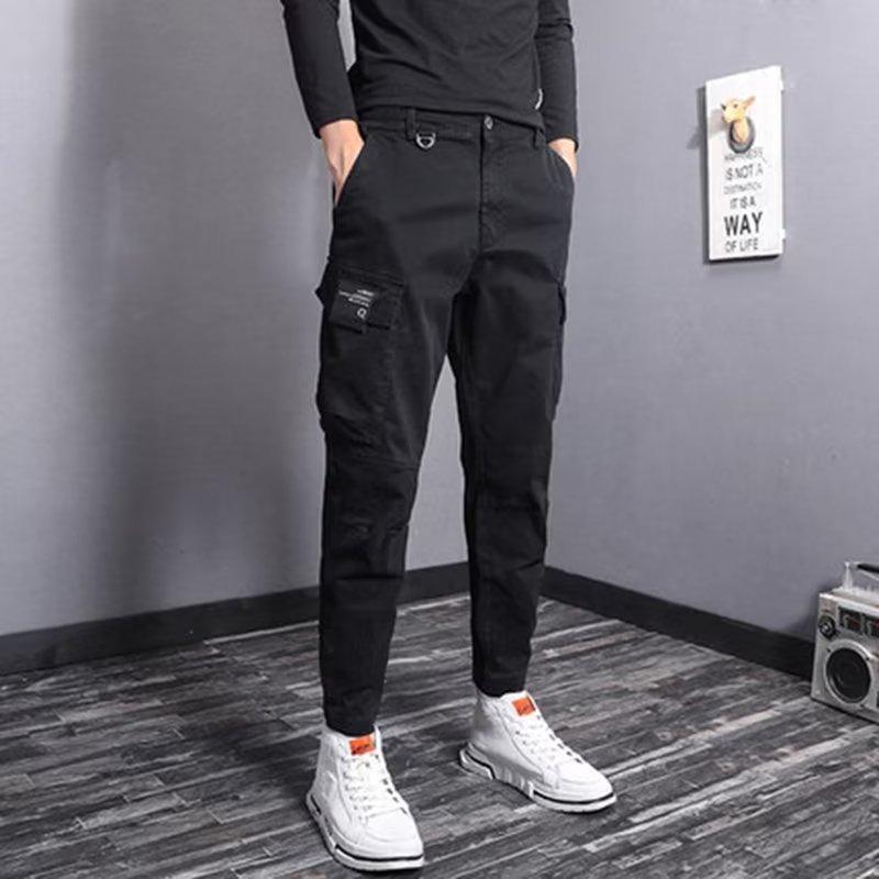 パンツ 男性用 カーゴパンツ テーパードパンツ スウェットパンツ スキニーパンツ 無地 薄手 ポリエステル グレー ブラック カーキ M L XL 2XL 3XL 4XL 春秋