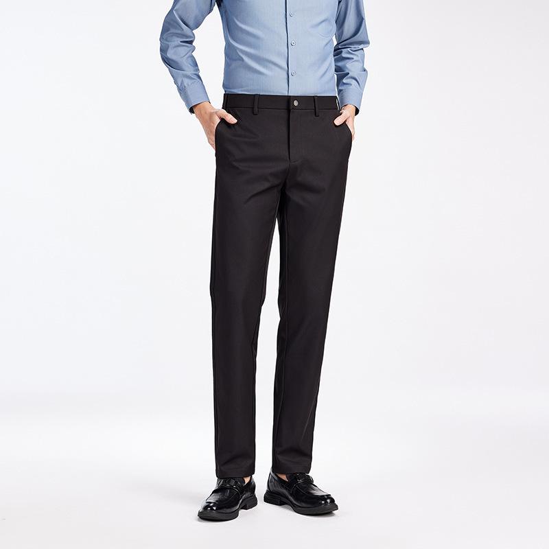 パンツ メンズ ビジネス カジュアルパンツ 春秋 男性用 ズボン シンプル スリム 通気性 ロングパンツ オフィス 通勤 無地 ポリエステル ブラック カーキ グレー