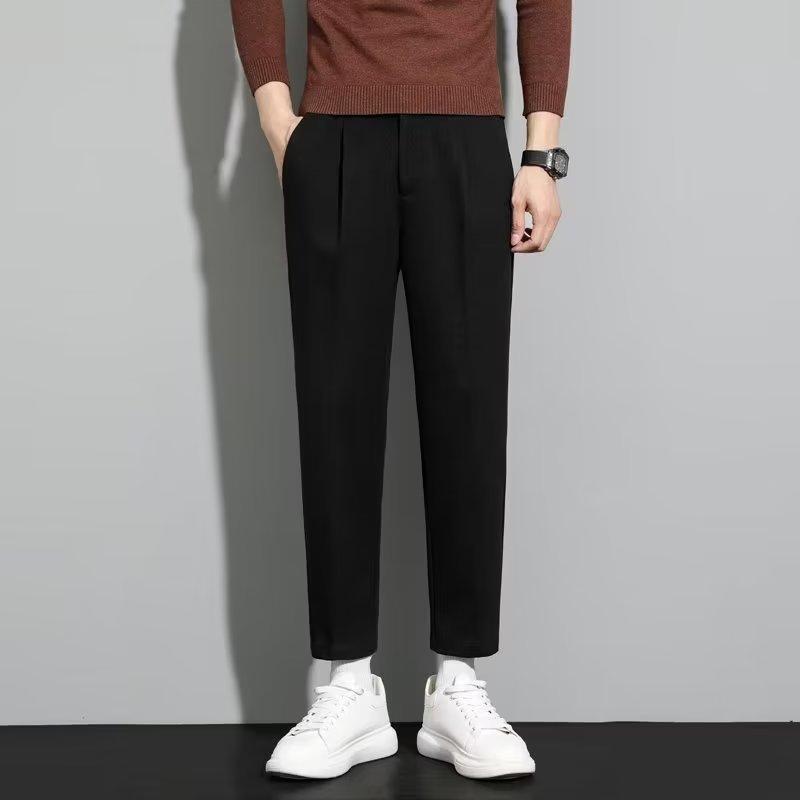 パンツ 男性用 ウール混紡 カジュアルパンツ ストレート あったか 裏起毛 ブラック ダークグレー ブラウン キャメル 高腰 伸縮性