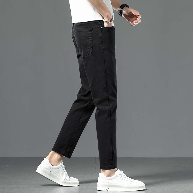 ズボン メンズ スリムパンツ ストレッチ ジーンズ 黒スキニーパンツ 秋冬 男性用 9分丈パンツ カジュアルパンツ 綿 ブラック カーキ ホワイト