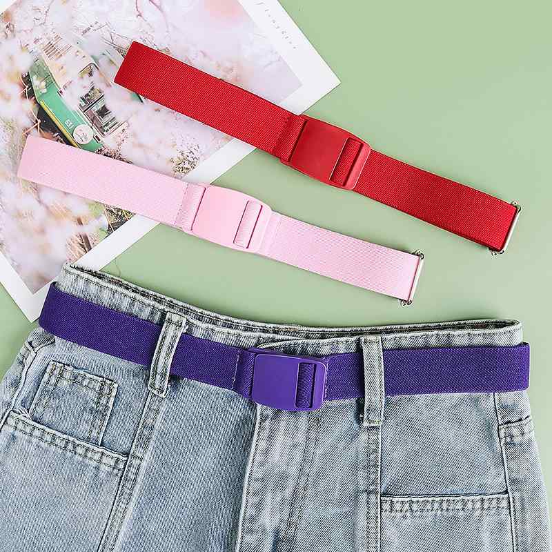 ベルト 男性用 女性用 伸縮性 編み込み 無地 カジュアル 調整可能 プラスチックバックル レッド イエロー ブルー パープル ブラック ホワイト ブラウン ピンク グレー コーヒー 紺色 オレンジ グリーン ワインレッド カーキ ローズレッド ベージュ(x2)