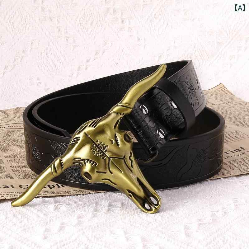 For Men - ベルト 男性用 レザーベルト 牛革 型押し バックル ブラック ブラウン 普段使い