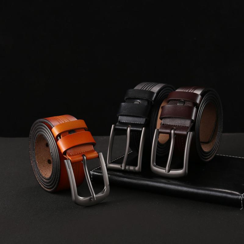 ベルト 男性用 革 レザー レトロ バックル カジュアル ブラック ブラウン オレンジ 110cm 115cm 120cm 125cm 130cm