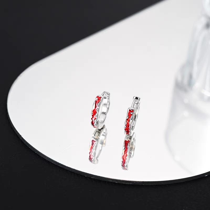 Other - イヤリング ユニセックス レッド 赤 電気メッキ加工 個性的 不規則 幾何学模様