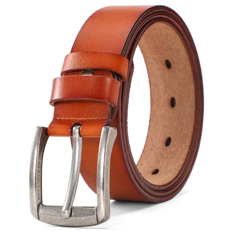 ベルト 男性用 革 レザー 牛革 針 バックル 花柄 ブラック ブラウン コーヒー 幅広 普段使い ビジネス 仕事着 通勤 110cm 115cm 120cm 125cm(x2)(4)