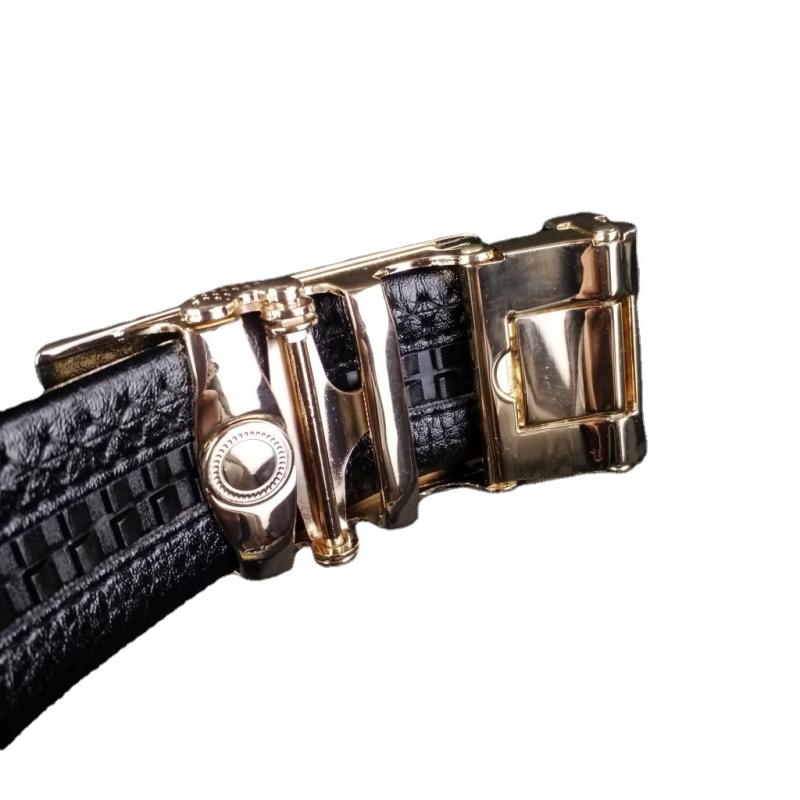 男用 - ベルト 男性用 レザーベルト 付き オートロック 合金バックル 120cm ビジネス 通勤 普段使い ブラック(x3)