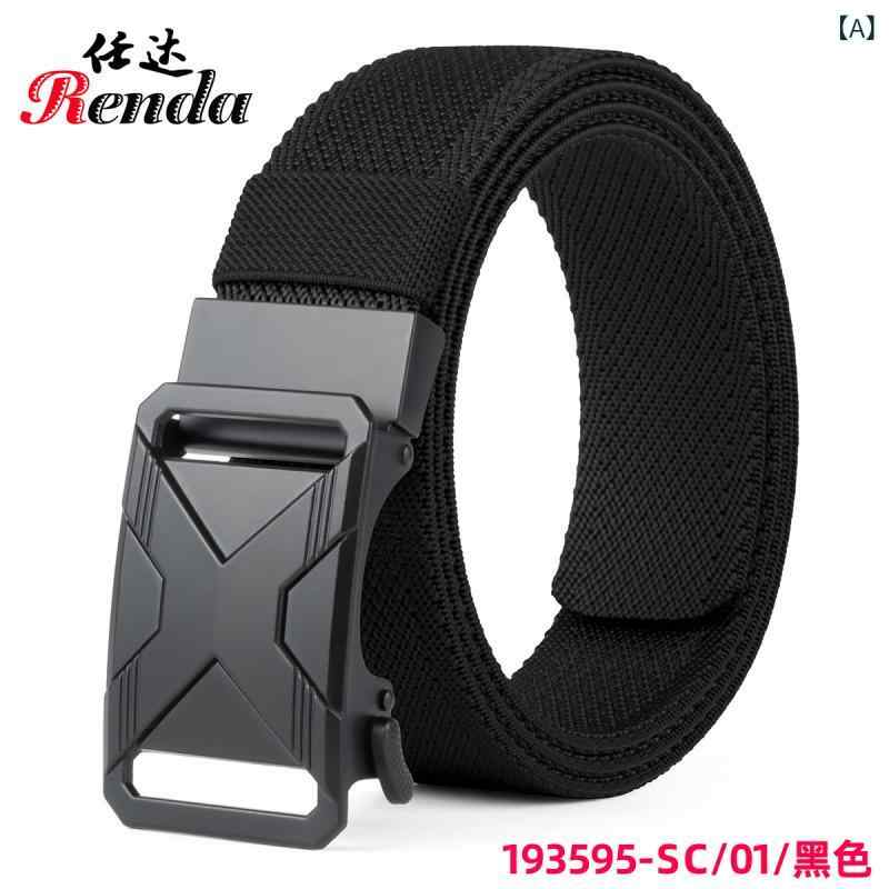 ベルト 男性用 伸縮性 ナイロン 帆布 ベルト 普段使い 作業用 ズボン用 合金 自動バックル ブラック コーヒー色 紺色 カーキ ダークグレー ライトグレー ベージュ(x2)