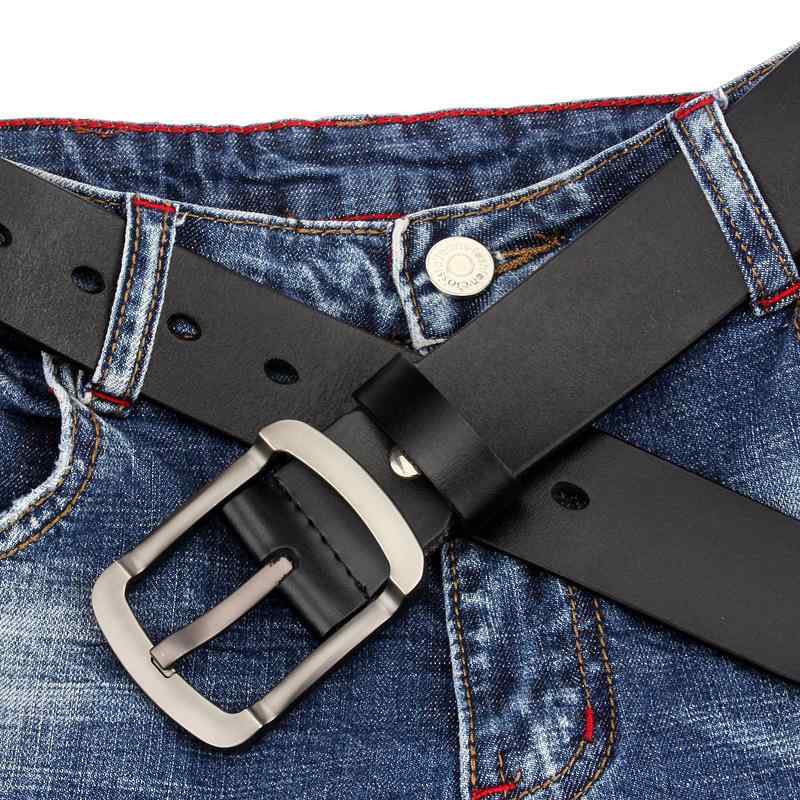 ベルト 男性用 レザーベルト 牛革製 日字バックル レトロ カジュアル メンズ ウエストバンド 黒 茶色 ..