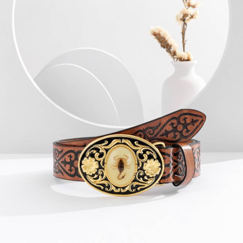 ベルト 男性用 PUレザー チョコレート色 個性派 レトロ ズボンベルト アロイバックル 耐久性 普段使い