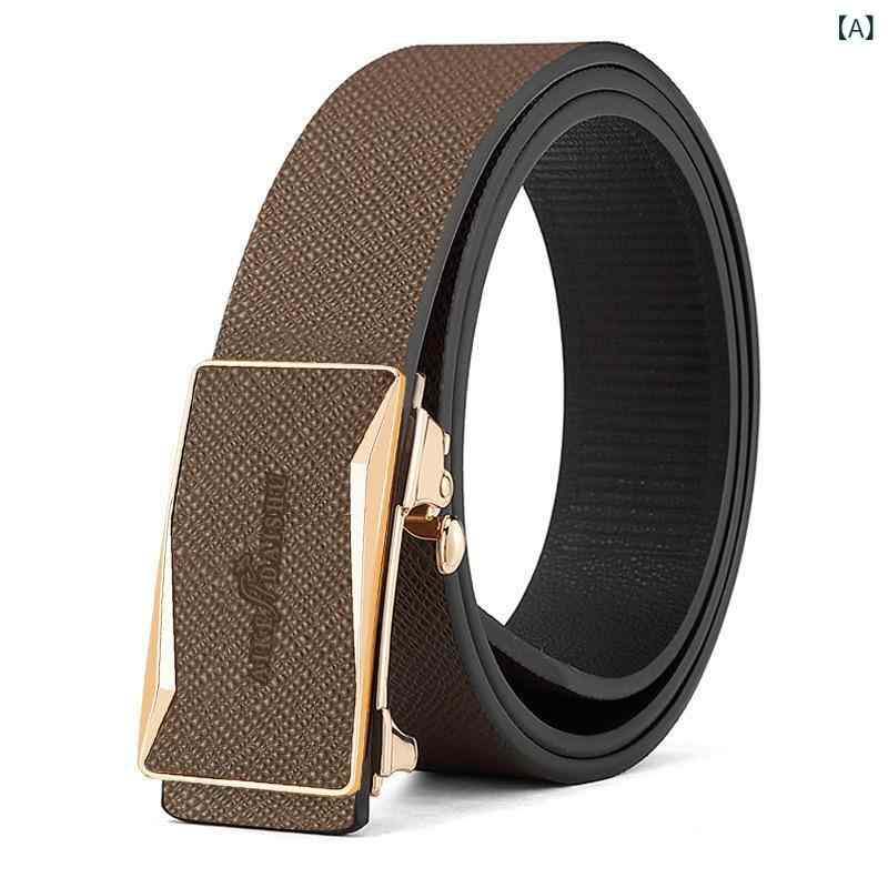 ベルト 男性用 革 牛革 レザー オートロック 穴なし 無段階調整 ウエスト 紳士 ビジネス カジュアル 普段使い 105cm 110cm 115cm 120cm 125cm