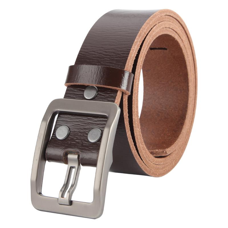 ベルト 男性用 革 牛革 レザー レトロ カジュアル 普段使い 幅広 3連 スクリュー バックル ブラック 黒 ブラウン 茶 105cm 110cm 115cm 120cm 125cm