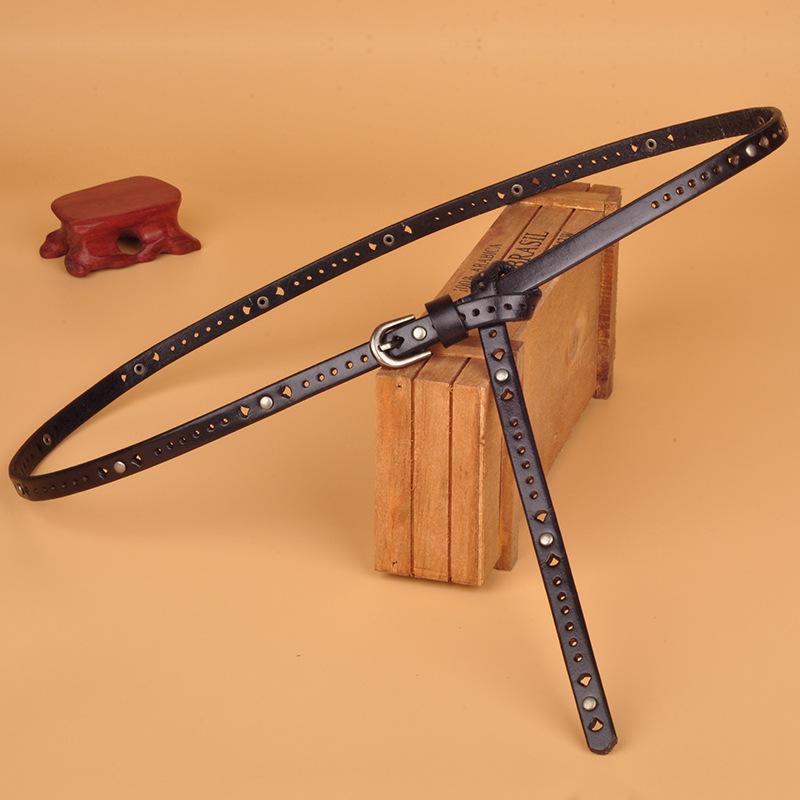 ベルト レディース 細ベルト 牛革 レトロ 韓国 ワンピース コート セーター レザー 革 ブラック ホワイト コーヒー ワインレッド キャメル(x2)