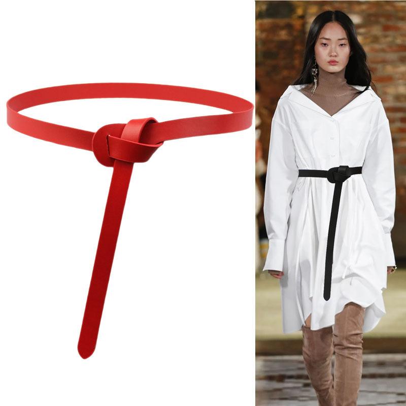 ベルト レディース 細ベルト 革 牛革 飾りベルト ワンピース チュニック セーター おしゃれ かわいい カジュアル 普段使い レッド ブラック コーヒー