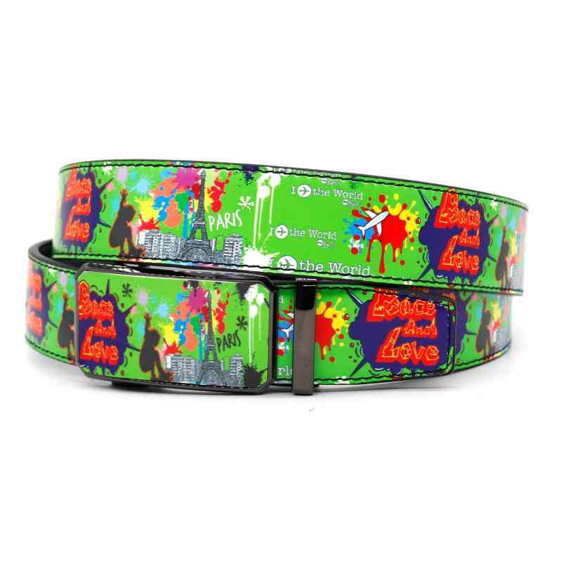 ベルト 男性用 高見え PUレザー ビジネス カジュアル 普段使い 緑 ピンク系 オフホワイト 紫色 グラフ..