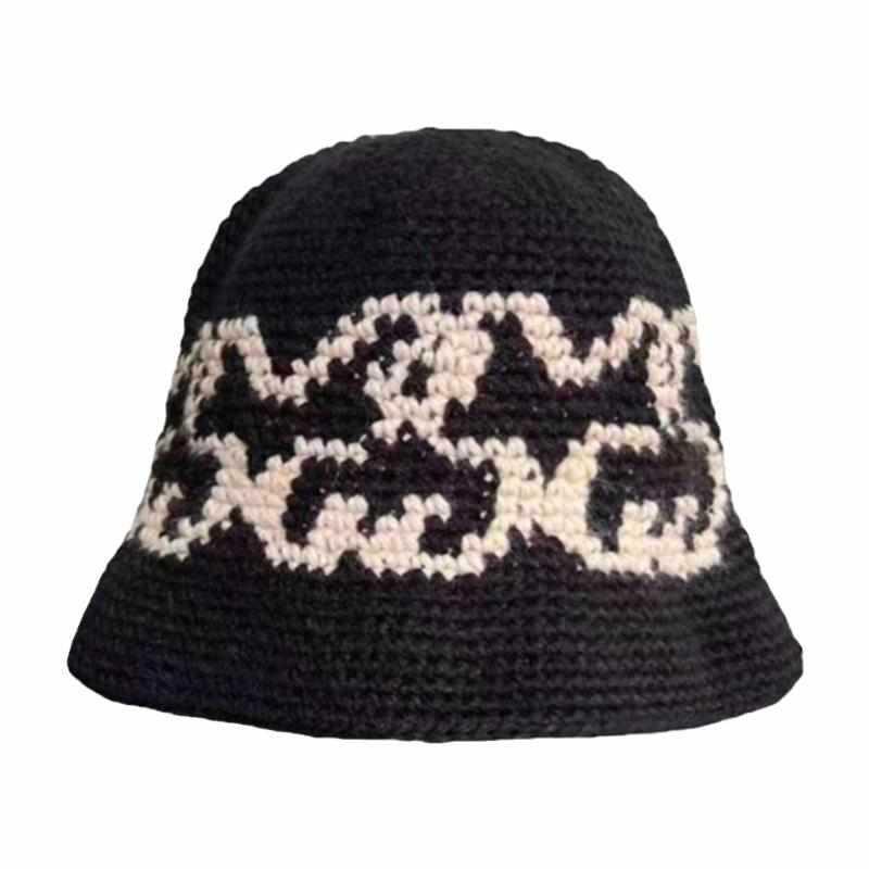 帽子 レディース 秋冬 ニット帽 手編み バケットハット 透かし編み 暖かい 防寒 カジュアル おしゃれ ブラック コーヒー色