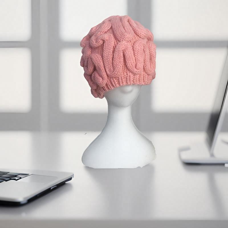 ニット帽 レディース ピンク系 手編み 大脳 脳みそ 帽子 防寒 あったか おもしろ かわいい 個性的 プレ..