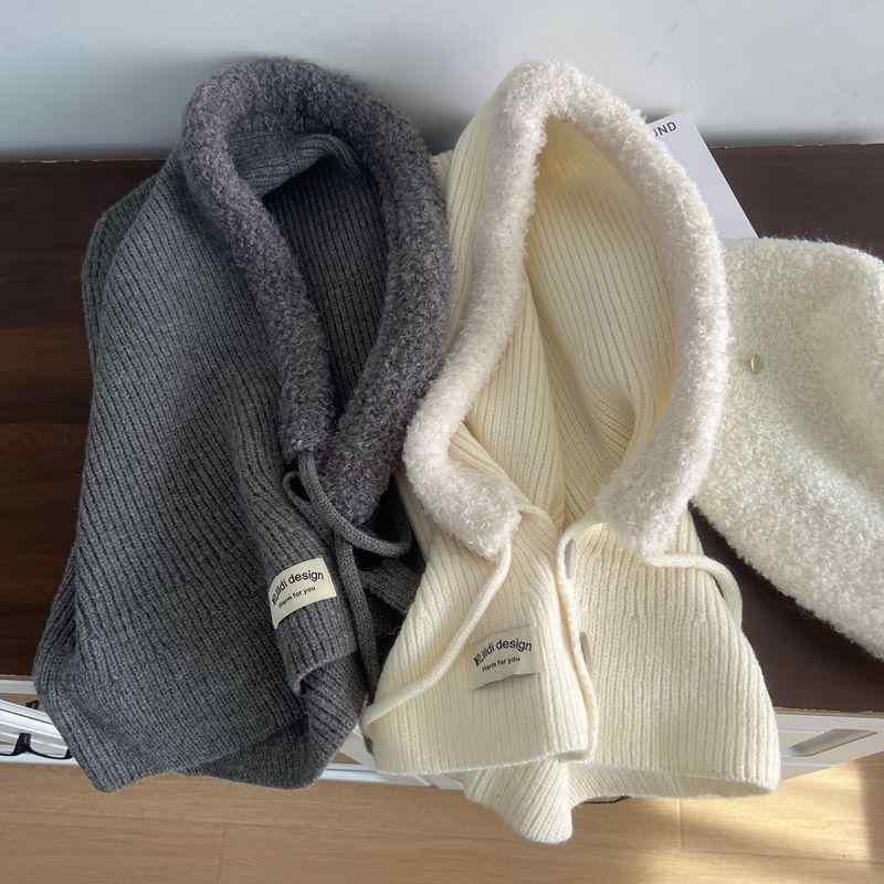 ニット帽 レディース バラクラバ 帽子 秋冬 防寒 保温 ネックウォーマー 一体型 耳あて付 栗色 新年レッド ミルクホワイト グレー ブラック グリーン