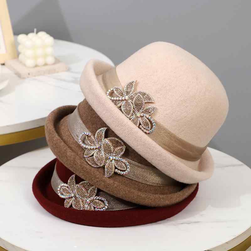 帽子 レディース 秋冬用 小物 エレガント バケットハット ニット ウール ママ 保温 暖かい 漁師帽 ロー..