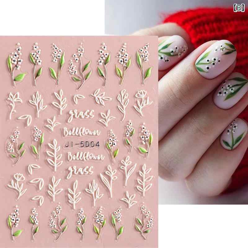 ネイルシール レディース 夏 小花柄 5D 立体 ピンク系 浮き彫り インスタ映え かわいい 花柄 上品 エレガント