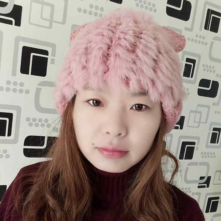 帽子 レディース 熊猫 パンダ うさぎ ウサギ 兎耳 ファー ニット帽 秋冬 防寒 暖かい 韓国 かわいい(x2)(4)