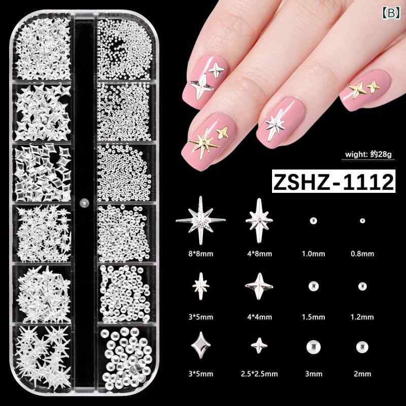 ネイルパーツ 星 十字 星型 メタルパーツ ネイルスタッズ ゴールド シルバー 鋼球 丸型 リベット 12格 姫系 爆閃 シンプル 風 スイート インスタ風 星空 月 ドロップ