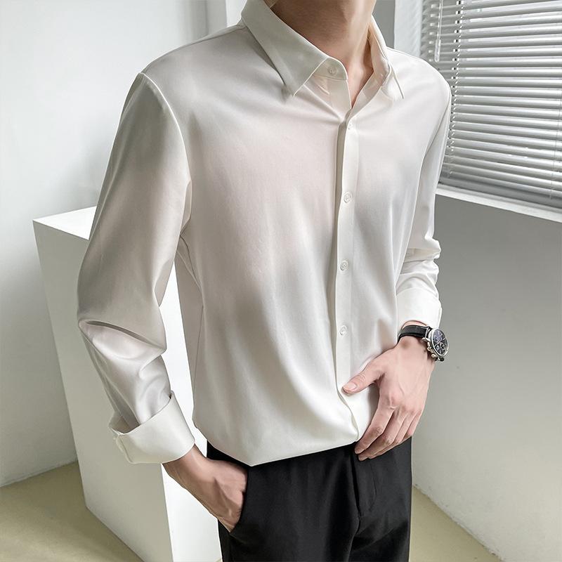 2個セットシャツ 男性用 トップス 長袖 ポリエステル 無地 接触冷感 伸縮性 スリムフィット ビジネス カジュアル ブラック ホワイト・生地名: 涤纶・スタイル: 港風・版型: 宽松型・襟型: 尖领・袖丈: 長袖・柄: 無地・・対象者: 青少年・主な生地の成分: ポリエステル繊維75%・適用シーン: スポーツ・色: ホワイト, ブラック・サイズ: M, L, XL, XXL・適用季節: 夏・カテゴリー: シャツ・適用年齢: 成人・適用性別: 男