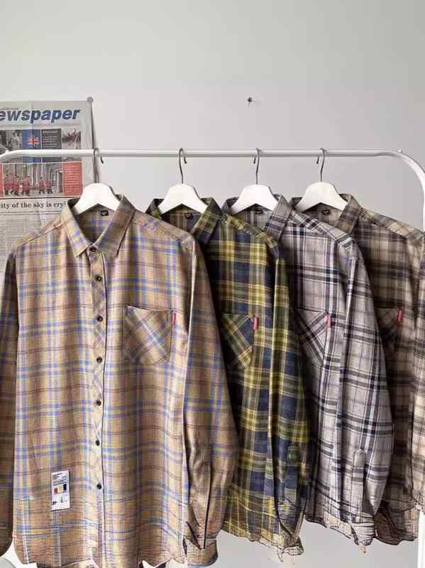 シャツ メンズ 長袖 春秋 韓国 チェック柄 スリム ネルシャツ カジュアル トップス 男性用 青 黄色 紫 ..