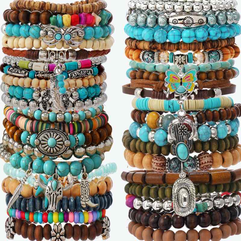 ブレスレット メンズ 木製 ウッドビーズ 男女兼用 ハンドメイド 腕輪 ゴム ストレッチ 南米 東南アジア..