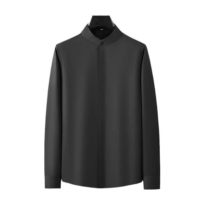 Short Sleeves （Shape Holding） - シャツ メンズ 男性用 トップス 長袖 春秋 ポリエステル混紡 無地 ビジネス フォーマル カジュアル ゆったり 黒 白 緑