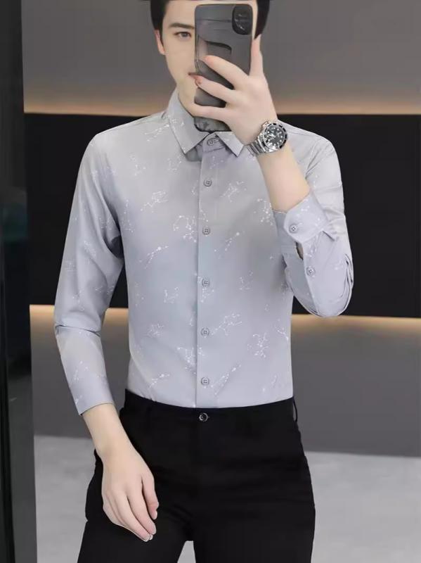 Other - シャツ メンズ 男性用 長袖 トップス 韓国 ゆったりサイズ 混紡 普段使い 春秋 浅グレー 浅緑 M L XL XXL XXXL XXXXL