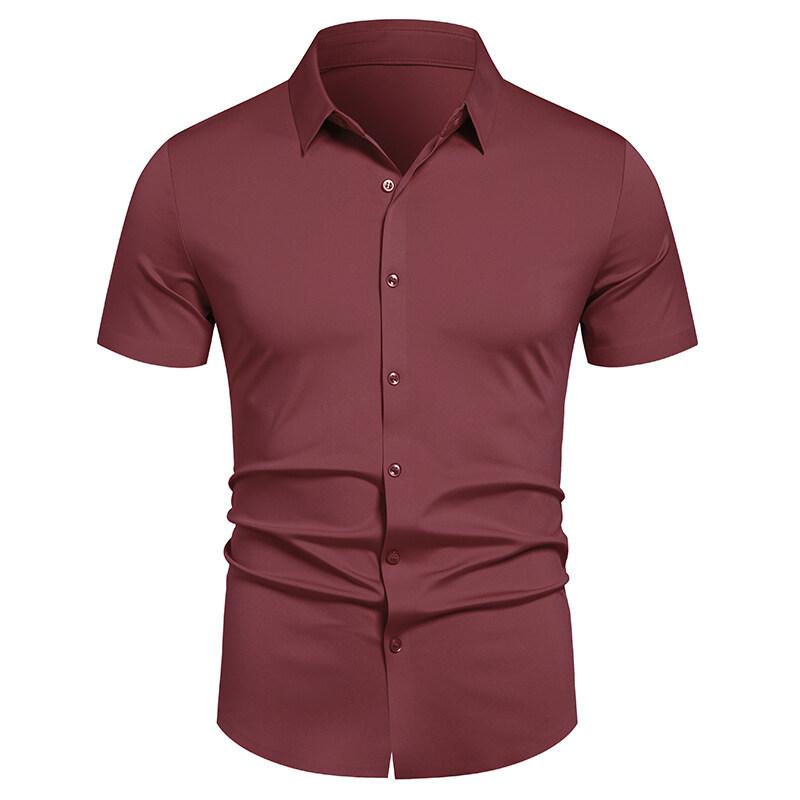 シャツ メンズ 男性用 半袖 修身 無地 シンプル カジュアル トップス 普段使い 通勤 通学 接触冷感 吸..