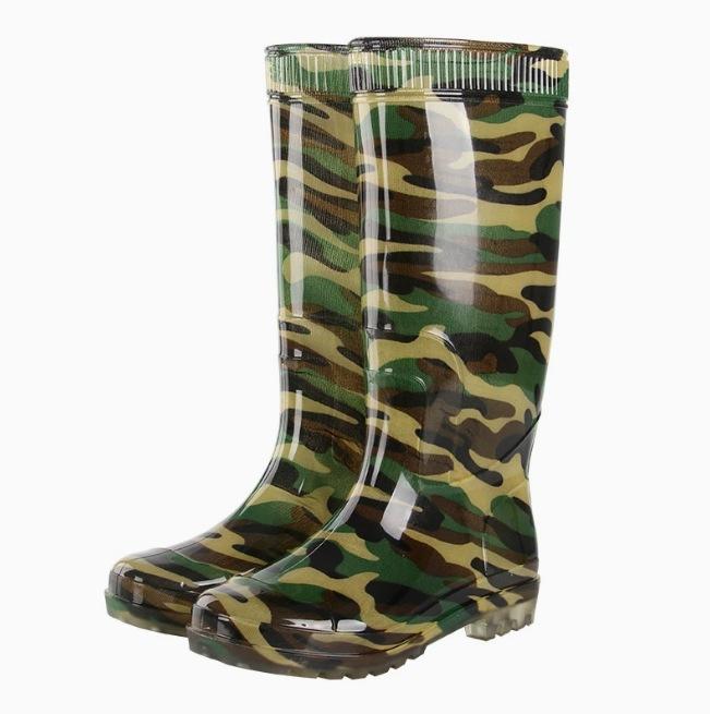 雨靴 男性用 高筒 迷彩 厚底 レインブーツ 厨房 釣り 防水 滑り止め 耐摩耗 作業用 ラバーシューズ