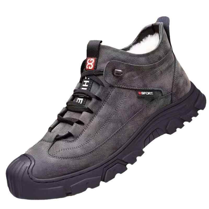 靴 メンズ 男性用 防寒ブーツ スノーブーツ 裏起毛 あったか 厚底 ハイカット 運動靴 PU ラウンドトゥ 黒 グレー 秋冬