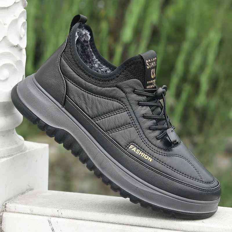 靴 メンズ 男性用 防寒ブーツ 防水 厚底 滑り止め 軽量 暖かい カジュアルシューズ 普段使い 通勤 紳士靴 合成皮革 黒 ブラック 茶色 ブラウン1