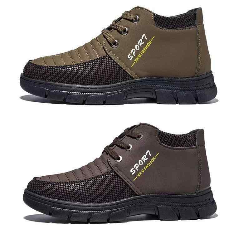 靴 メンズ 男性用 高齢者 暖か 防寒 スノーシューズ 綿靴 ハイカット ワークブーツ 厚底 滑り止め カジュアル 普段使い 深棕色 浅棕色 黒