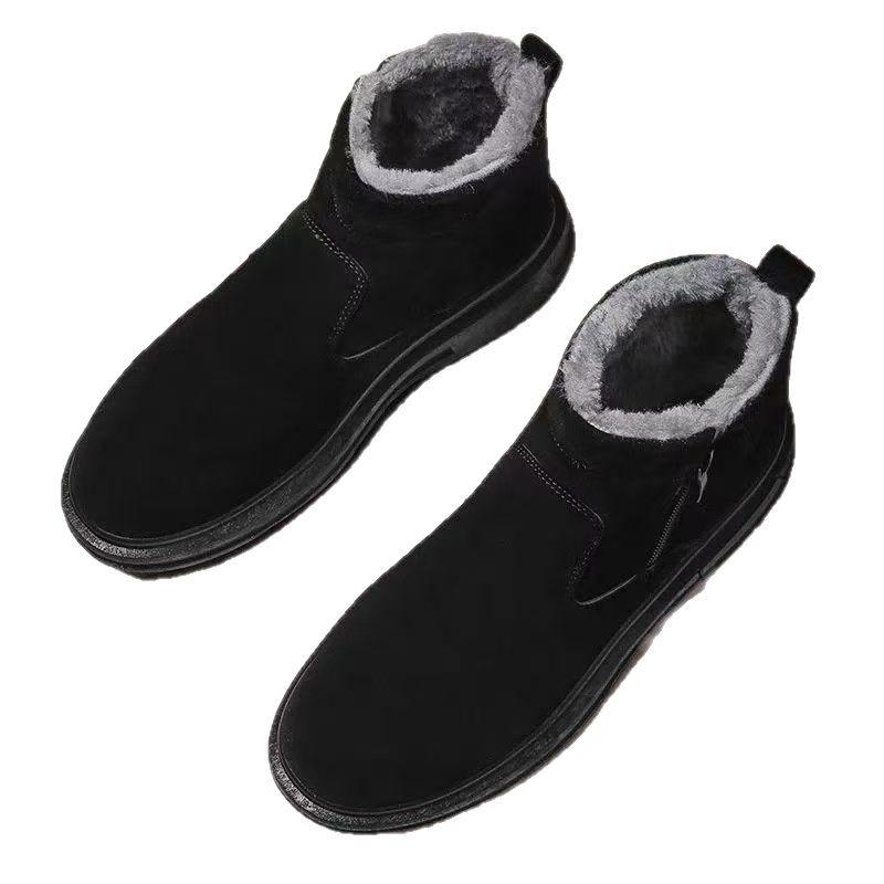 スノーブーツ メンズ 男性用 防寒ブーツ 裏起毛 暖か サイドジップ 滑り止め 撥水 紳士靴 カジュアル 普通厚 黒 グレー1